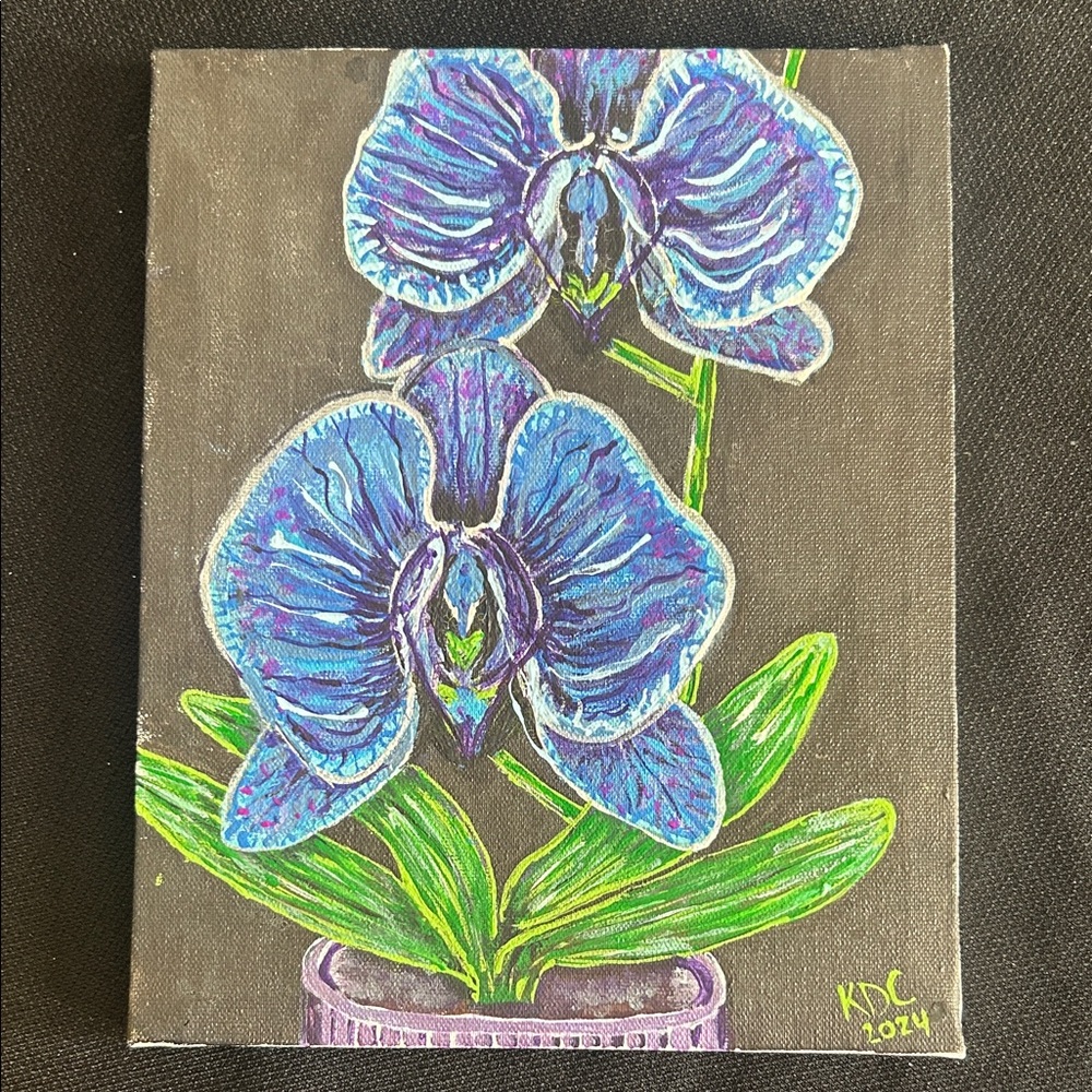 Blue and Green Floral Canvas Art